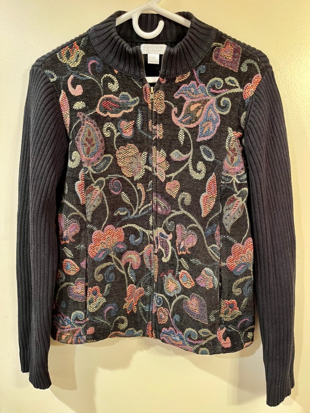 Christopher & Banks Y2K Tapestry Front Zip Sweater Jacket - Size Medium M